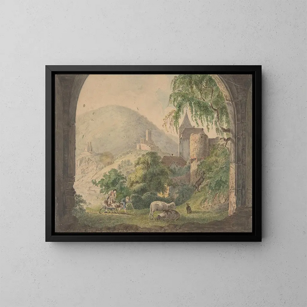 Die vier Schlösser von Neckarsteinach - Carl Philipp Fohr — gerahmtes Bild an der Wand