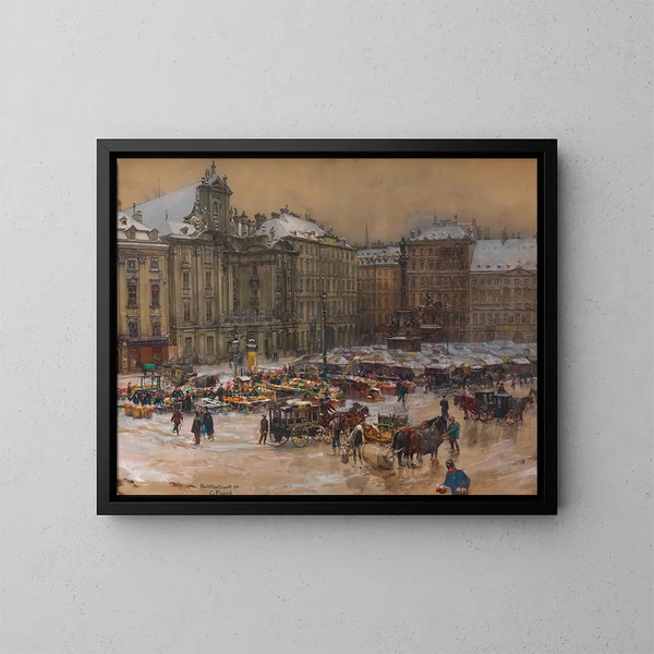 Am Weihnachtsmarkt des Jesuskindes - Carl Pippich — gerahmtes Bild an der Wand