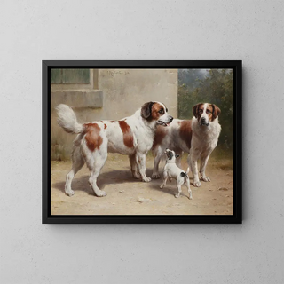 Drei Hunde - Carl Reichert — gerahmtes Bild an der Wand