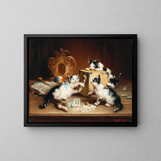 verspielte Kätzchen - Carl Reichert — gerahmtes Bild an der Wand