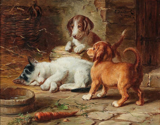Die Welpen sind wach - Carl Reichert — Ansicht des Kunstwerks