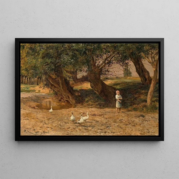 Carl Rudolf Huber - Das kleine Gnseliesel unter Weiden.webp
