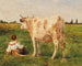 Hungarisches Steppenrind-Gemälde auf der Wiese - Carl Rudolf Huber — Ansicht des Kunstwerks