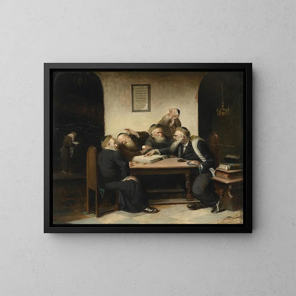Eine umstrittene Frage des Talmud - Carl Schleicher — gerahmtes Bild an der Wand