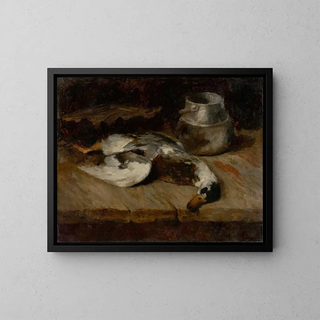 Wildente und Blechdose - Carl Schuch — gerahmtes Bild an der Wand