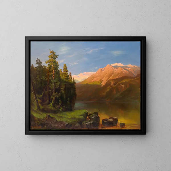 Landschaft bei Dämmerung - Carl Schweninger — gerahmtes Bild an der Wand