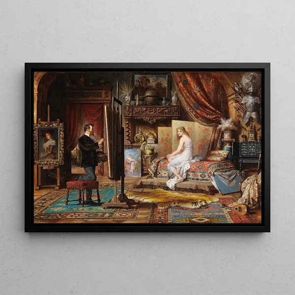 L'Artiste et son modèle - Carl Schweninger Jr — gerahmtes Bild an der Wand