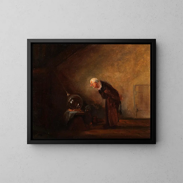 L'alchimiste chimiste - Carl Spitzweg — gerahmtes Bild an der Wand