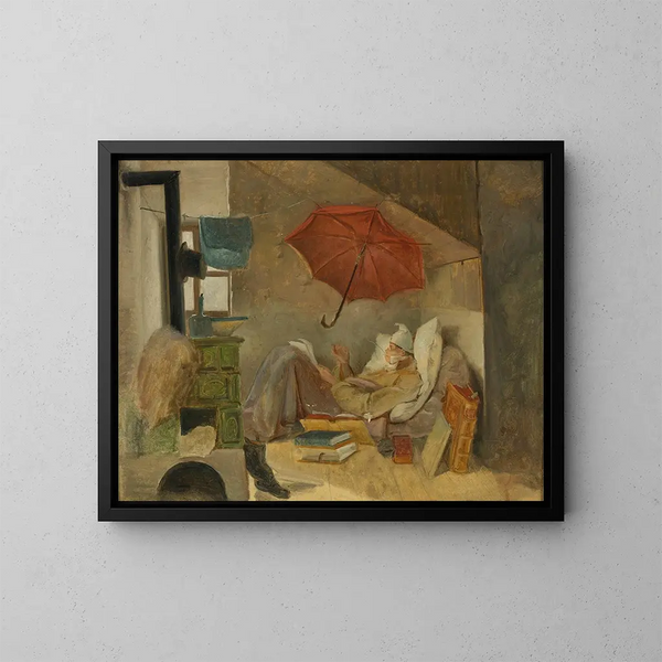 Der arme Dichter - Carl Spitzweg — gerahmtes Bild an der Wand