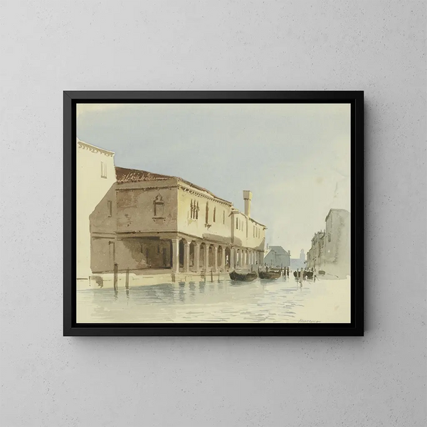 Abschnitt eines Kanals in Murano - Carl Theodor Reiffenstein — gerahmtes Bild an der Wand