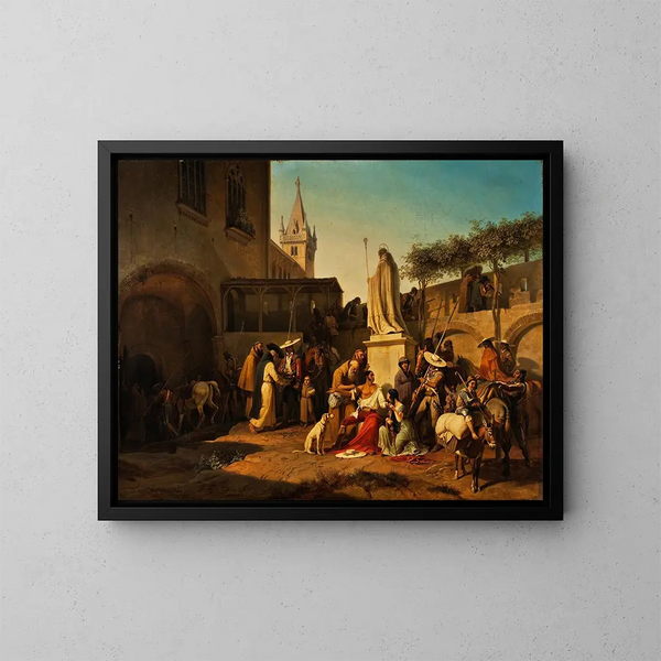 Szenen der Verteidigung einer spanischen Stadt während eines Guerillakriegs - Carl von Heideck — gerahmtes Bild an der Wand