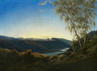Landschaft der Elbe bei Sonnenaufgang - Carl Wagner — Ansicht des Kunstwerks