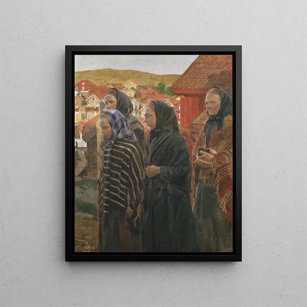 Die Fischerfrauen kehren von der Kirche zurück - Carl Wilhelmson — gerahmtes Bild an der Wand