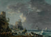 Sturm vor einer felsigen Küste mit einem Schiffswrack im Vordergrund und einer Festung am felsigen Ufer darüber - Carlo Bonavia — Ansicht des Kunstwerks