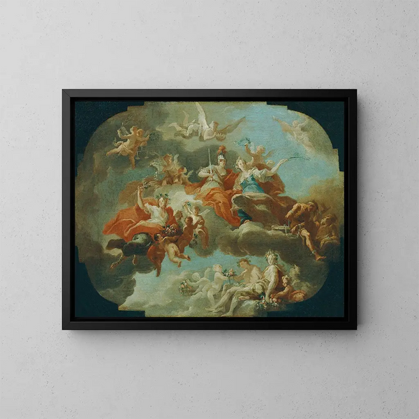 Allegorie des Friedens und der Gerechtigkeit - Carlo Carlone — gerahmtes Bild an der Wand