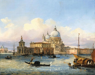 Venedig, der Eingang zum Canal Grande mit Santa Maria della Salute und Punta della Dogana - Carlo Grubacs — Ansicht des Kunstwerks