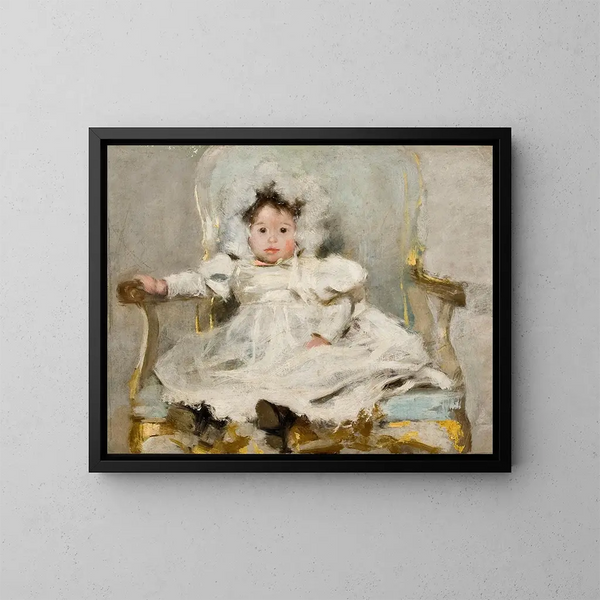 Portrait eines Mädchens in Weiß - Carlos Baca-Flor — gerahmtes Bild an der Wand