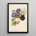 Kleines Bouquet mit Vergissmeinnicht, Apfelblumen und Primeln - Caroline Therese Friedrich — gerahmtes Bild an der Wand