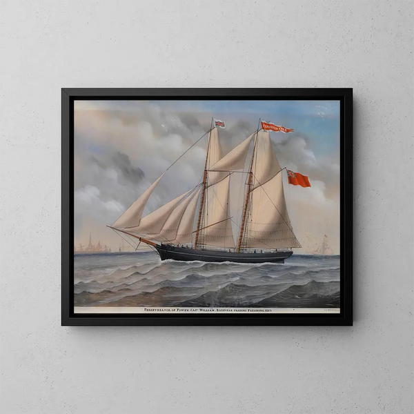 Brig englisch Perseverance von Fowey - Carolus Ludovicus Weyts — gerahmtes Bild an der Wand