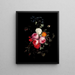 eines Gemäldes eines Rosenbouquets, das an einem blauen Band mit Schmetterlingen und Insekten hängt - Carstian Luyckx — gerahmtes Bild an der Wand