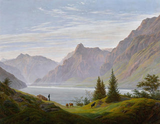 Landschaft mit Bergsee am Morgen - Caspar David Friedrich — Ansicht des Kunstwerks