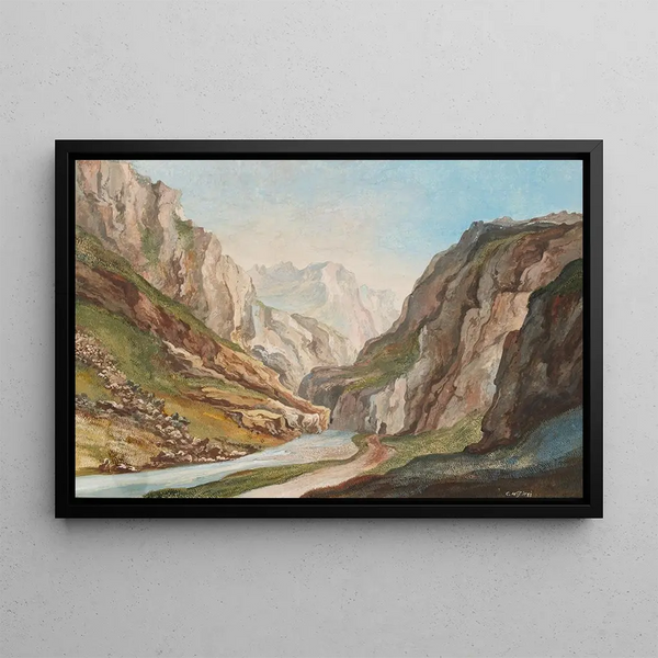 Weg durch die Berge, Länge von 80 Schritten zwischen der Teufelsbrücke und Urselen im Kanton Ury - Caspar Wolf — gerahmtes Bild an der Wand