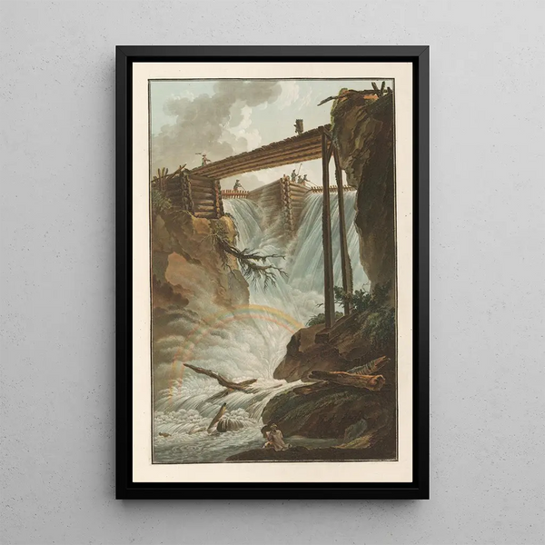 Fall des Tritt im Muhlethal-Tal - Caspar Wolf — gerahmtes Bild an der Wand