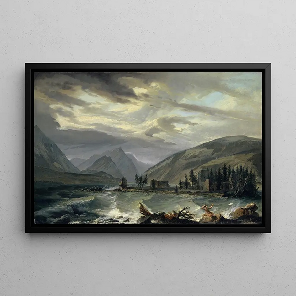 Sturm auf dem Thunersee - Caspar Wolf — gerahmtes Bild an der Wand