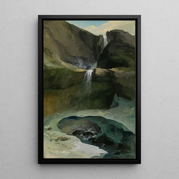 Reproduktion des Gemäldes Die Wasserfälle von Geltenbach im Lauenen-Tal mit einer Eissbrücke - Caspar Wolf