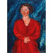 Die Frau in Rot vor Blau - Chaïm Soutine — gerahmtes Bild an der Wand