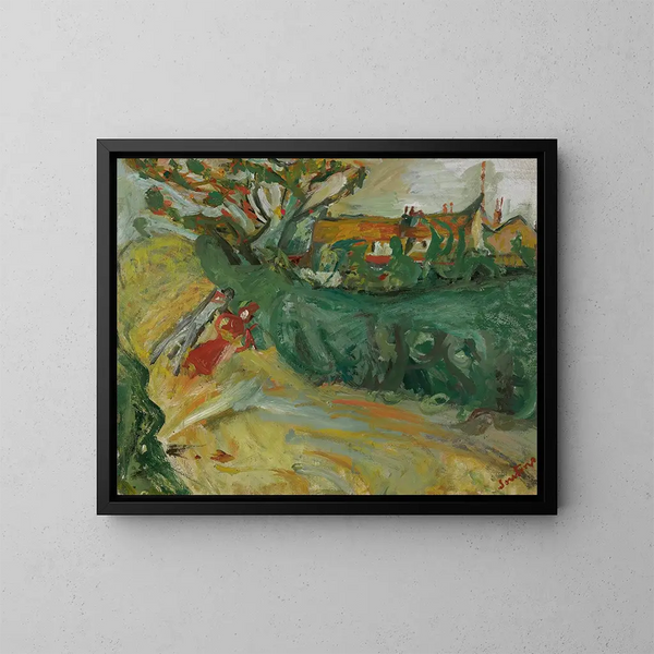 Promenade bei dem Dorf - Chaïm Soutine — gerahmtes Bild an der Wand