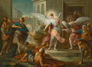 L'aveuglement der Einwohner von Sodoma - Charles André van Loo — Ansicht des Kunstwerks