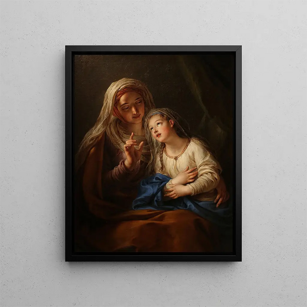 L'éducation de la Vierge Marie - Charles-Antoine Coypel — gerahmtes Bild an der Wand