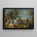 Zwei Damen am Hof bei der Jagd mit ihrer Begleitung - Charles-Joseph Flipart — gerahmtes Bild an der Wand