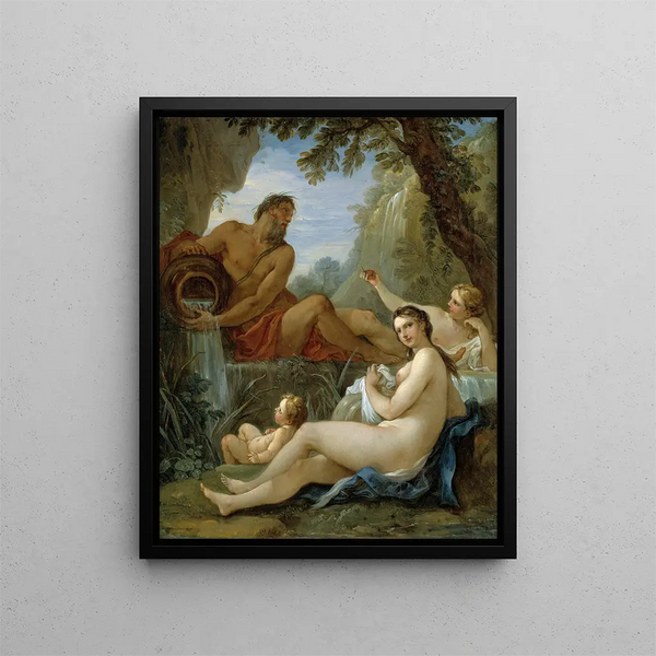 Eine Fluss und eine Nymphe der Fontaine - Charles-Joseph Natoire — gerahmtes Bild an der Wand