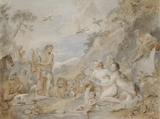 Orpheus, der Nymphen, Dryaden und Tieren bezaubert - Charles-Joseph Natoire — Ansicht des Kunstwerks