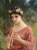 Eine junge Frau, die eine Aulos spielt - Charles Amable Lenoir — Ansicht des Kunstwerks