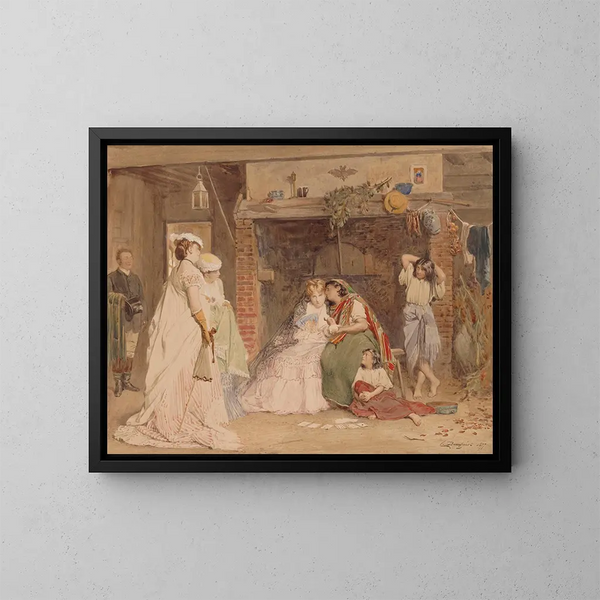 Die Kartenleserin - Charles Baugniet — gerahmtes Bild an der Wand