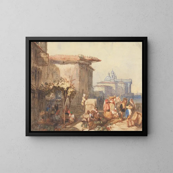 Eine Marktszene in Venedig - Charles Bentley — gerahmtes Bild an der Wand