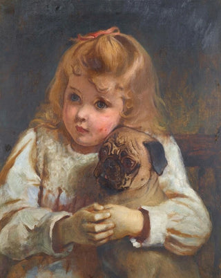 Charles Burton Barber - Concern Girl With A Pug.webp