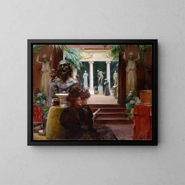 À l'exposition de sculpture - Charles Courtney Curran — gerahmtes Bild an der Wand