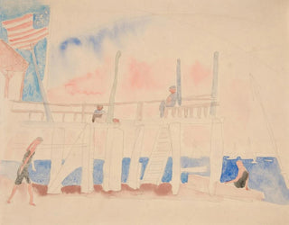 Quai mit vier Figuren - Charles Demuth — Ansicht des Kunstwerks