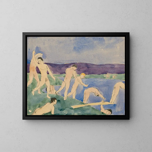 Zwölf nackte Jungen am Strand - Charles Demuth — gerahmtes Bild an der Wand