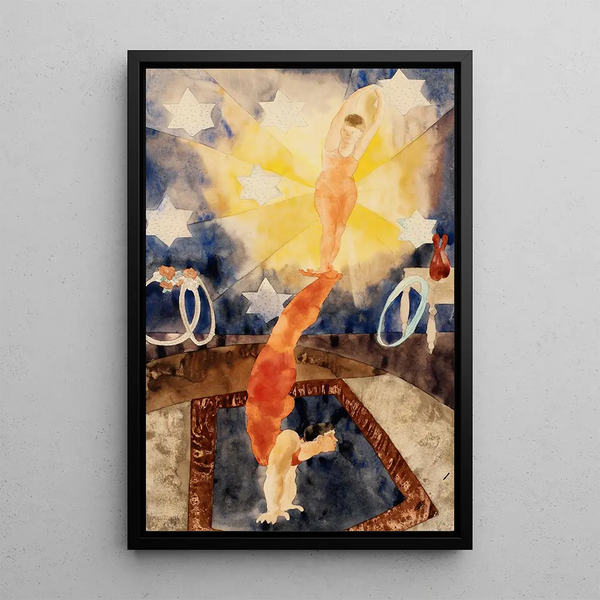 Zwei Akrobaten in roten Strumpfhosen - Charles Demuth — gerahmtes Bild an der Wand