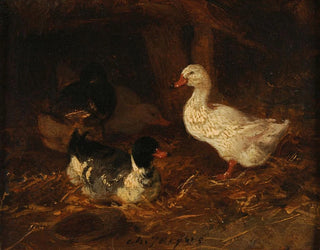 Enten auf einem Bauernhof - Charles Émile Jacque — Ansicht des Kunstwerks