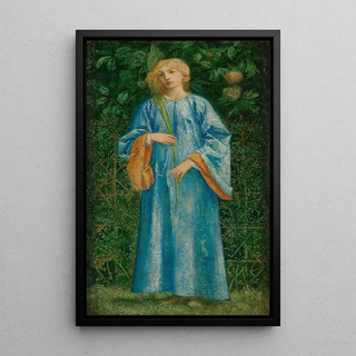 Charles Fairfax Murray - A female figure dressed in blue holding a palm.webp