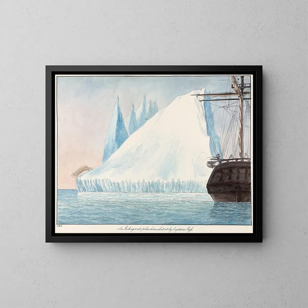 Ein Eisberg und ein Eisbär, gezogen vom Kapitän Ross - Charles Hamilton Smith — gerahmtes Bild an der Wand