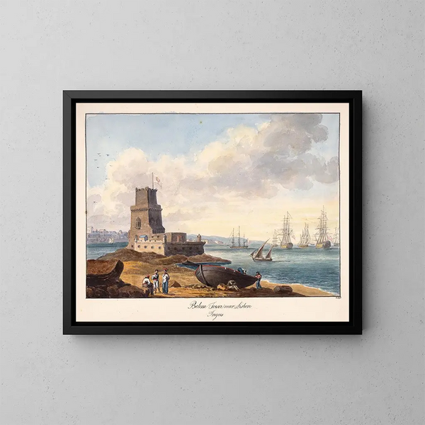 Tour de Belém bei Lissabon am Tejo - Charles Hamilton Smith — gerahmtes Bild an der Wand