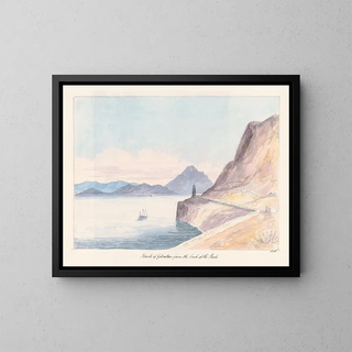 Detroit der Straße von Gibraltar von hinten des Felsens - Charles Hamilton Smith — gerahmtes Bild an der Wand