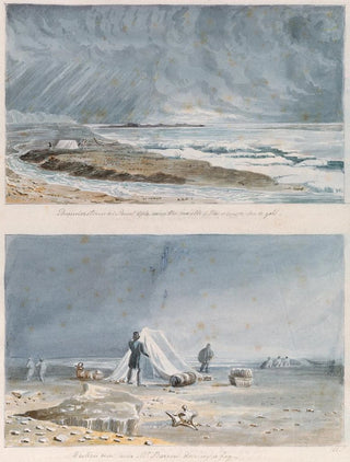 Charles Hamilton Smith - Thunderstorm at Point Ogle near the Mouth of the Thlewechodyeth and Western View near Mount Barrow during a Fog.webp